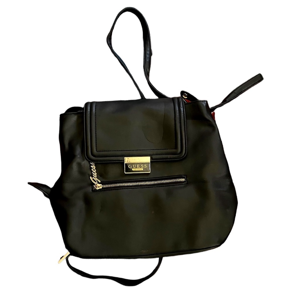 Guess Los Angeles Black Leather Backpack